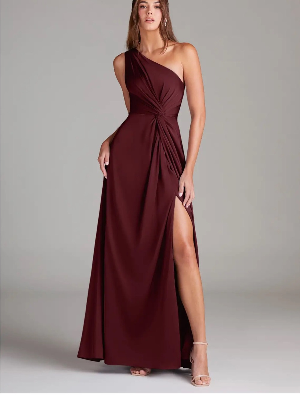 Azazie One-Shoulder Cabernet Evening Gown